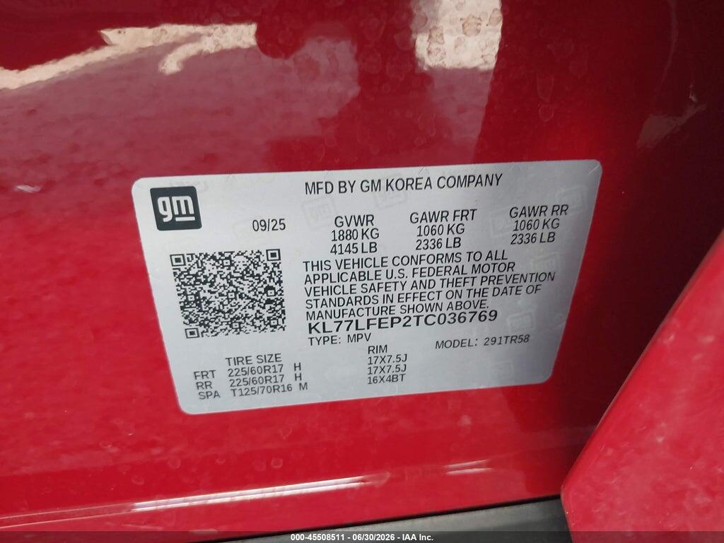 KL77LFEP2TC036769 2026 CHEVROLET TRAX photo no. 9