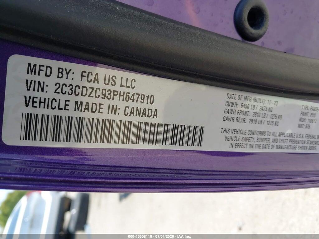 2C3CDZC93PH647910 2023 DODGE CHALLENGER photo no. 9