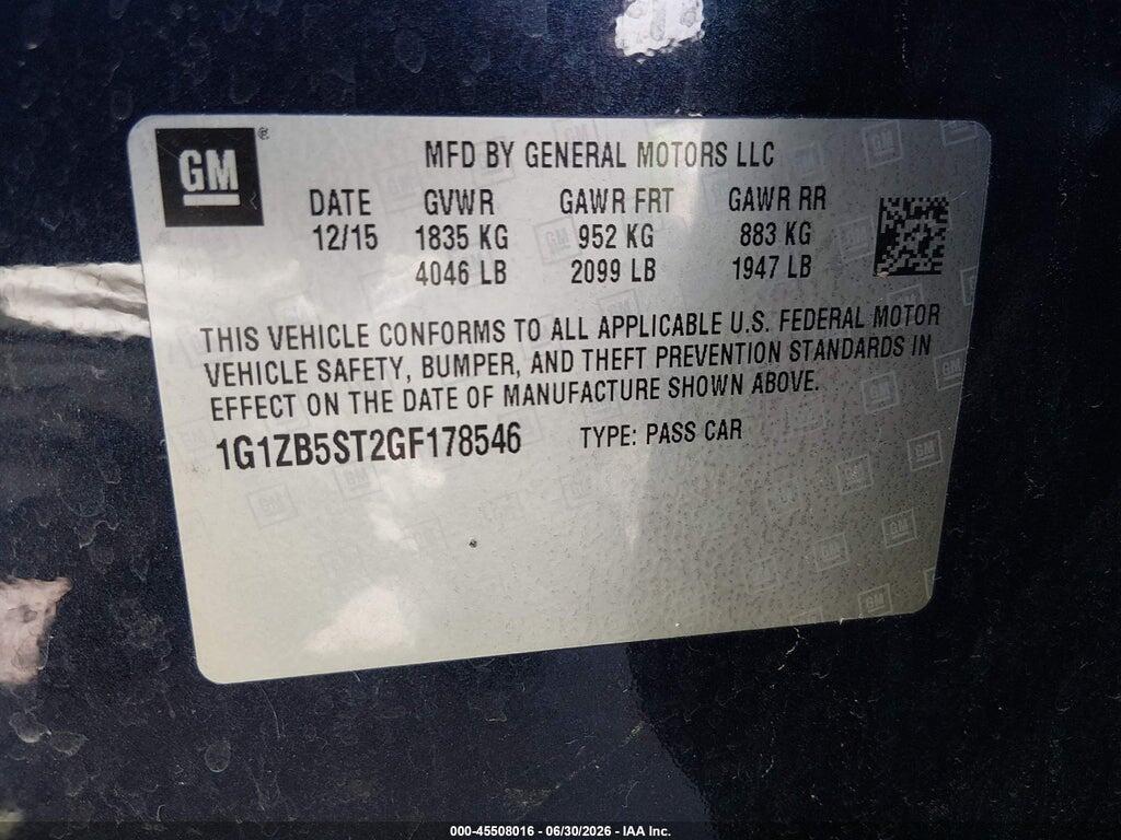 1G1ZB5ST2GF178546 2016 CHEVROLET MALIBU photo no. 9