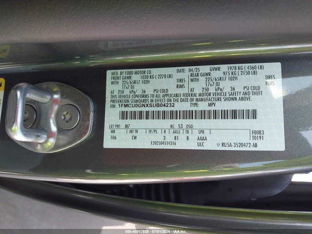 1FMCU0GNXSUB04232 2025 FORD ESCAPE photo no. 9