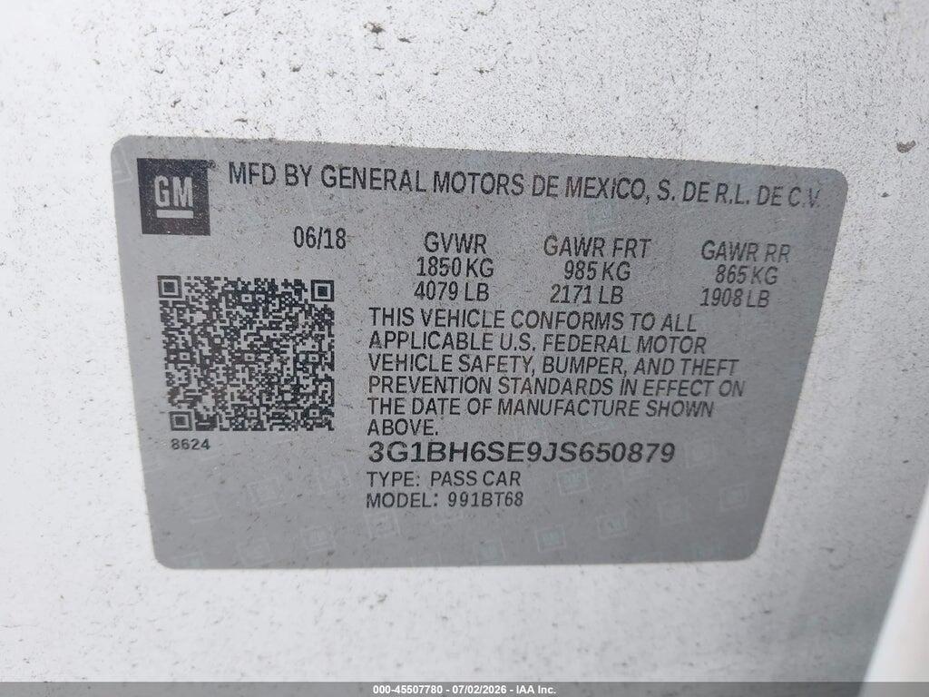 3G1BH6SE9JS650879 2018 CHEVROLET CRUZE photo no. 9