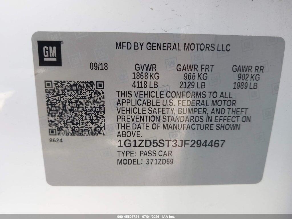 1G1ZD5ST3JF294467 2018 CHEVROLET MALIBU photo no. 9