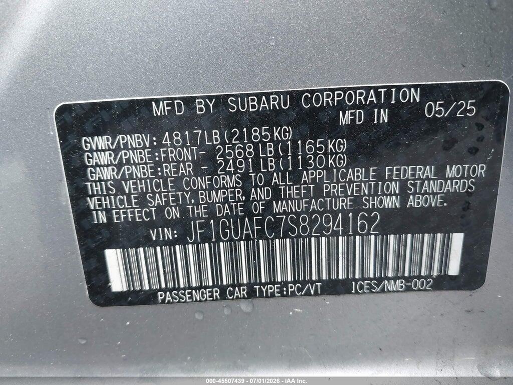 JF1GUAFC7S8294162 2025 SUBARU IMPREZA photo no. 9