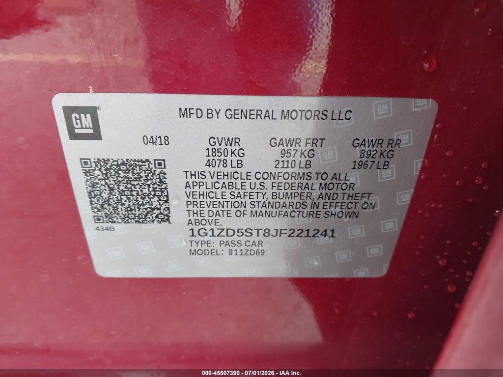 1G1ZD5ST8JF221241 2018 CHEVROLET MALIBU photo no. 9