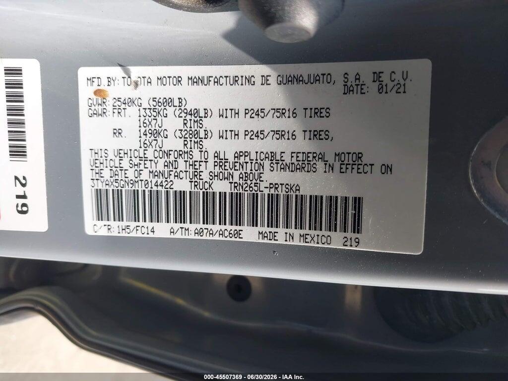 3TYAX5GN9MT014422 2021 TOYOTA TACOMA photo no. 9