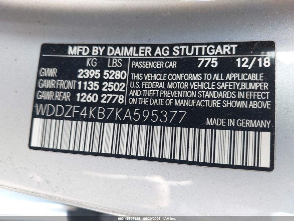 WDDZF4KB7KA595377 2019 MERCEDES-BENZ E 300 photo no. 9