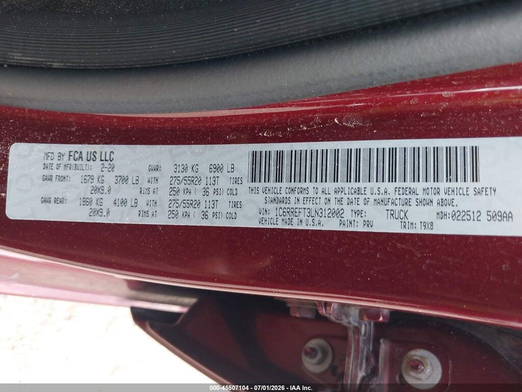 1C6RREFT3LN312002 2020 RAM 1500 photo no. 9
