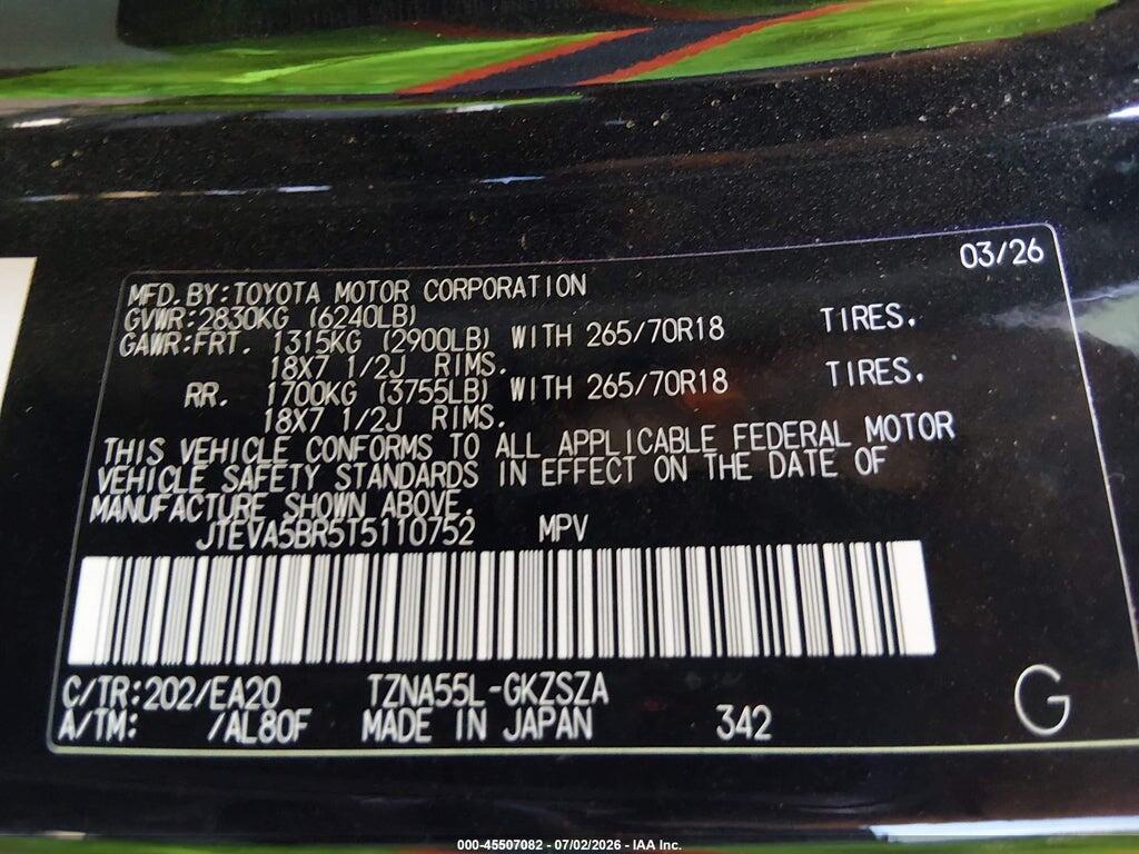 JTEVA5BR5T5110752 2026 TOYOTA 4RUNNER photo no. 9