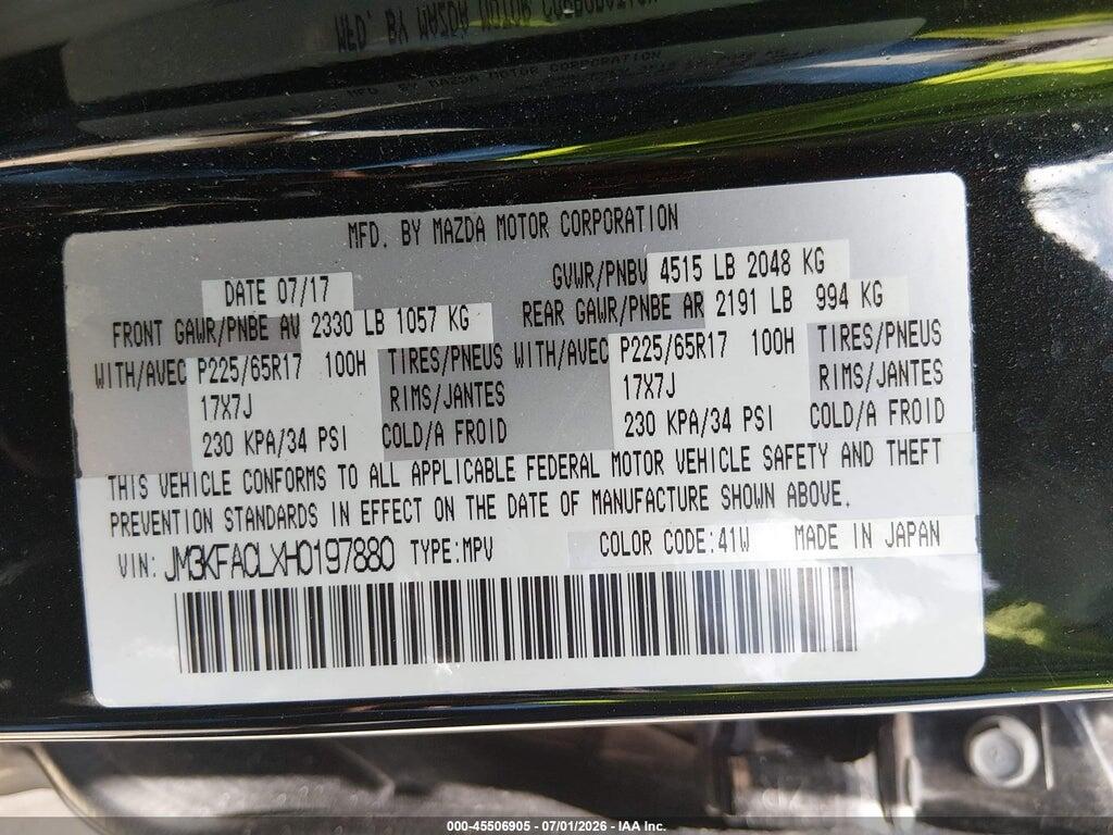 JM3KFACLXH0197880 2017 MAZDA CX-5 photo no. 9