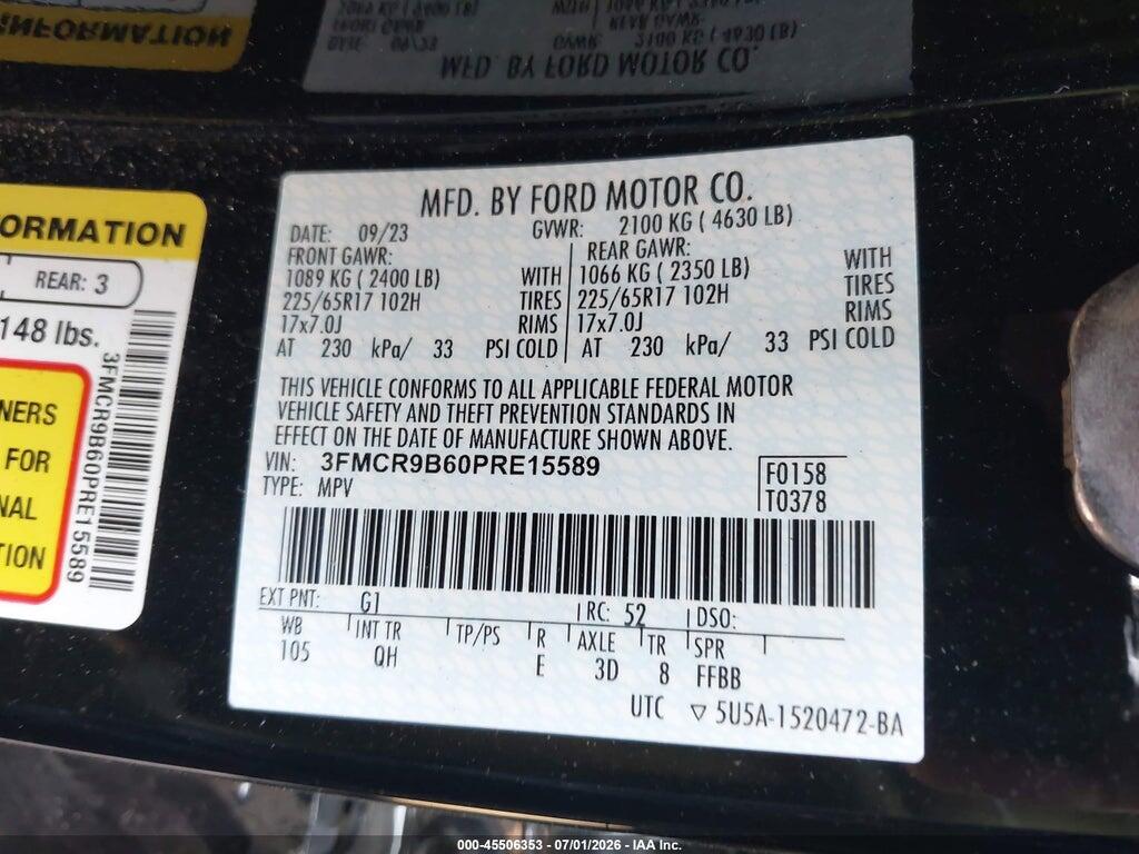 3FMCR9B60PRE15589 2023 FORD BRONCO SPORT photo no. 9
