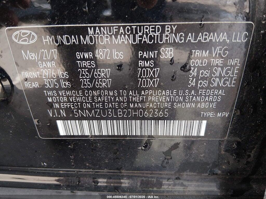 5NMZU3LB2JH062365 2018 HYUNDAI SANTA FE SPORT photo no. 9