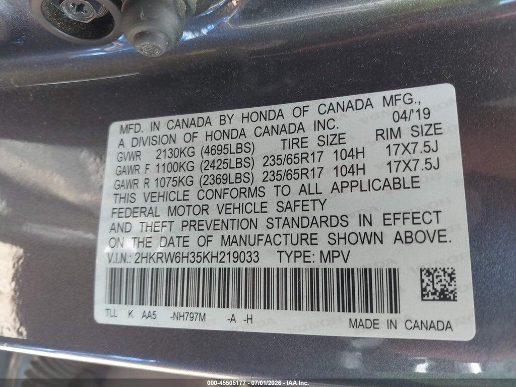 2HKRW6H35KH219033 2019 HONDA CR-V photo no. 9