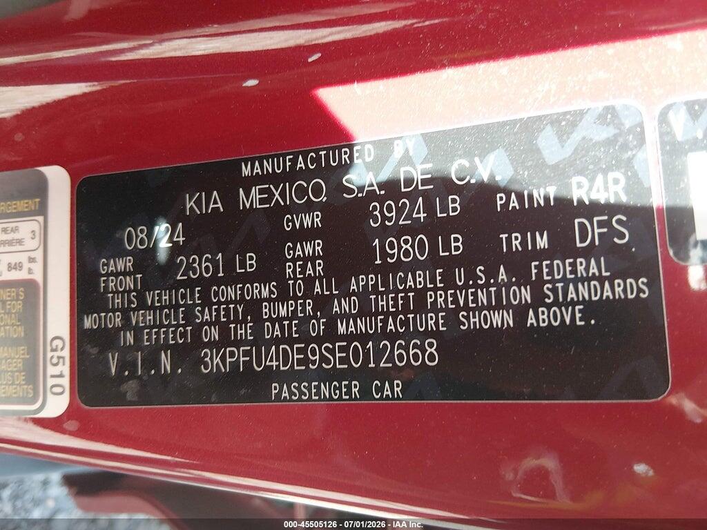 3KPFU4DE9SE012668 2025 KIA K4 photo no. 9