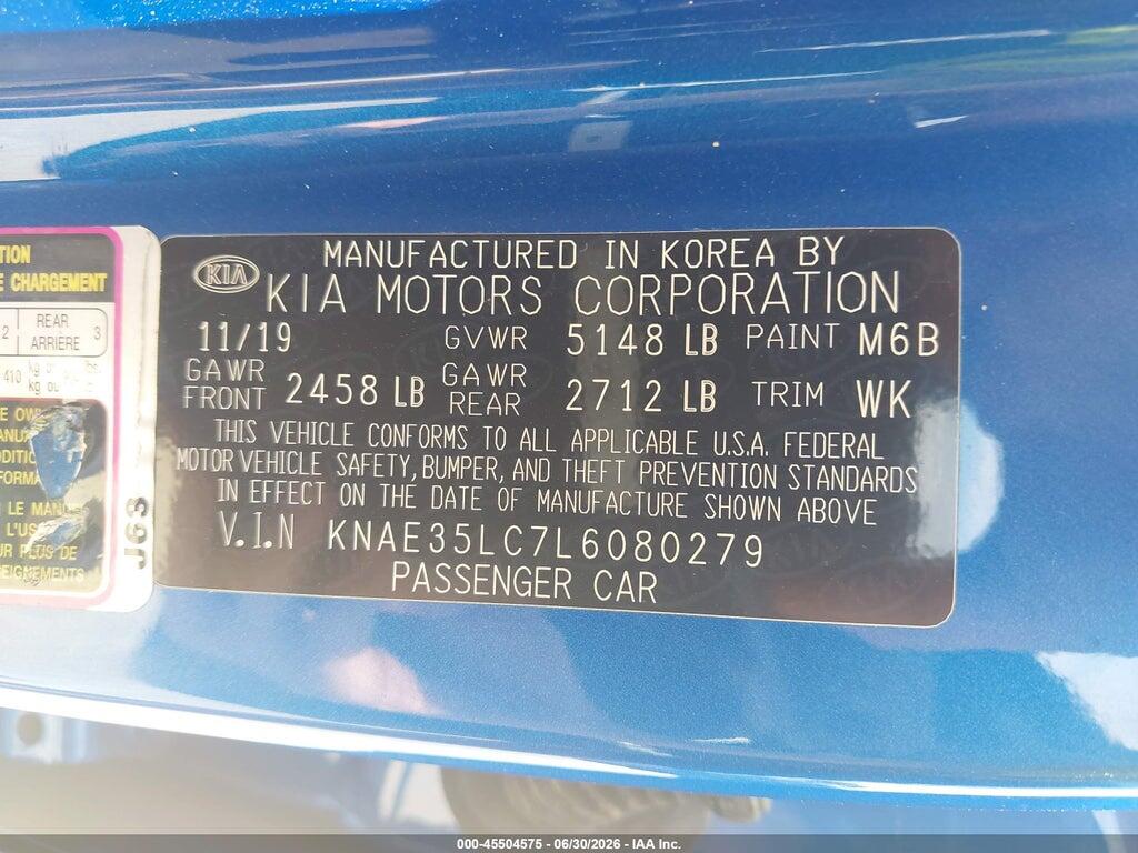 KNAE35LC7L6080279 2020 KIA STINGER photo no. 9