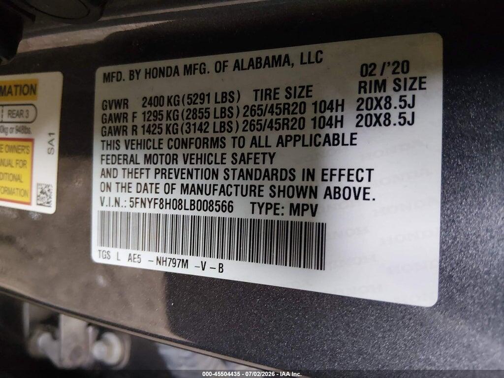 5FNYF8H08LB008566 2020 HONDA PASSPORT photo no. 9