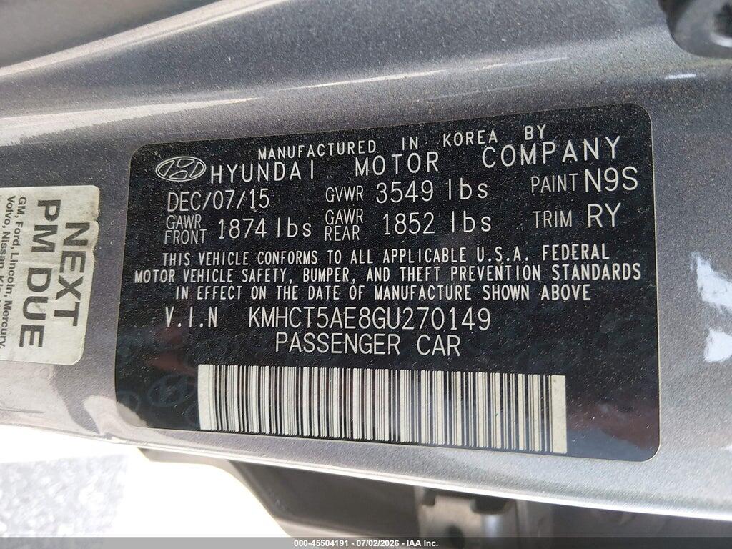 KMHCT5AE8GU270149 2016 HYUNDAI ACCENT photo no. 9