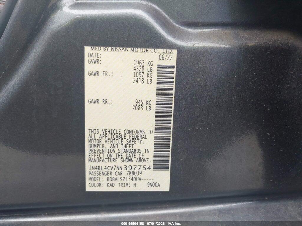 1N4BL4CV7NN397754 2022 NISSAN ALTIMA photo no. 9