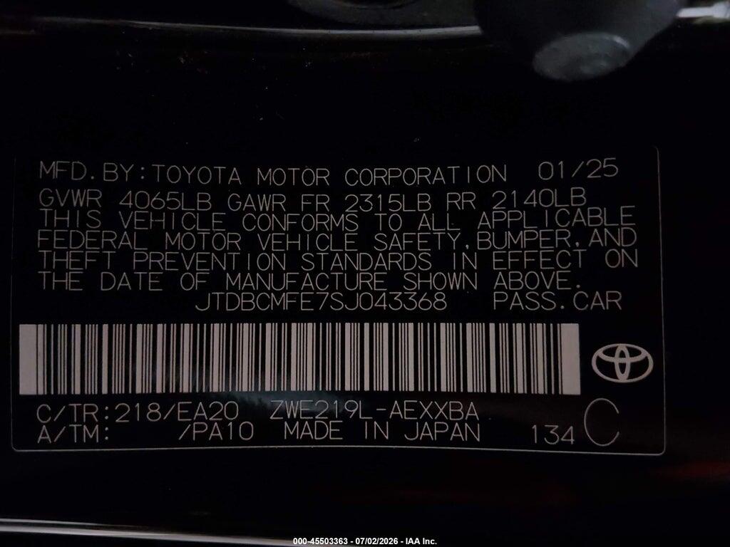 JTDBCMFE7SJ043368 2025 TOYOTA COROLLA photo no. 9