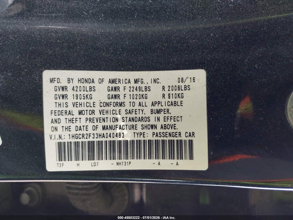 1HGCR2F33HA040483 2017 HONDA ACCORD photo no. 9