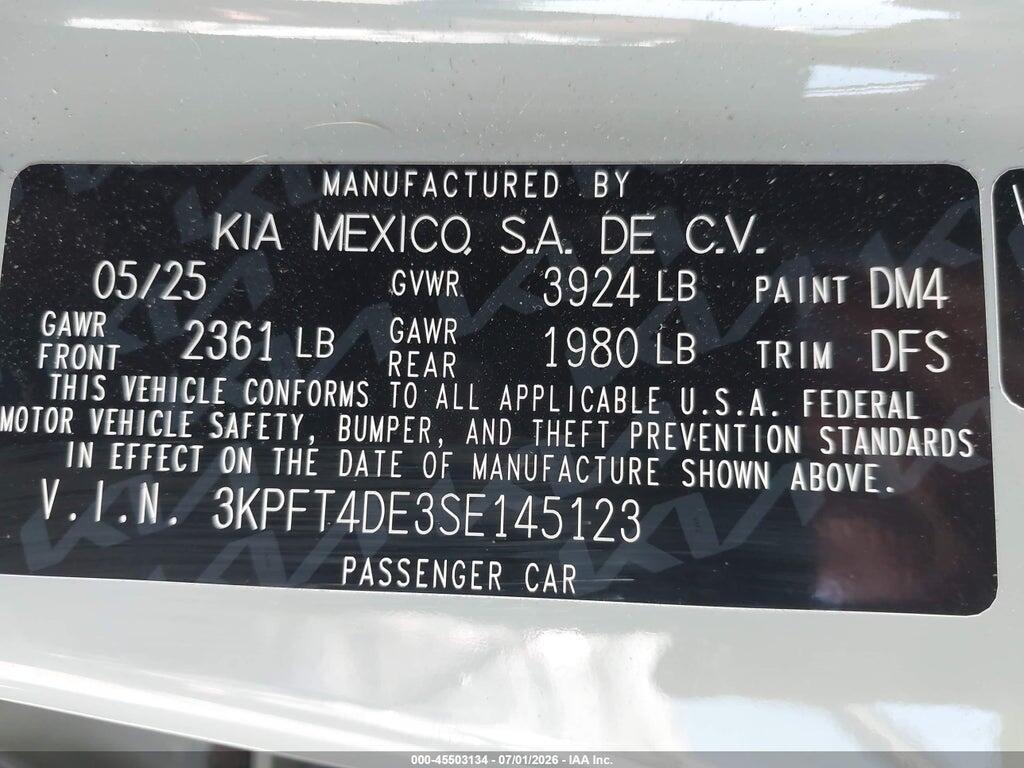 3KPFT4DE3SE145123 2025 KIA K4 photo no. 9