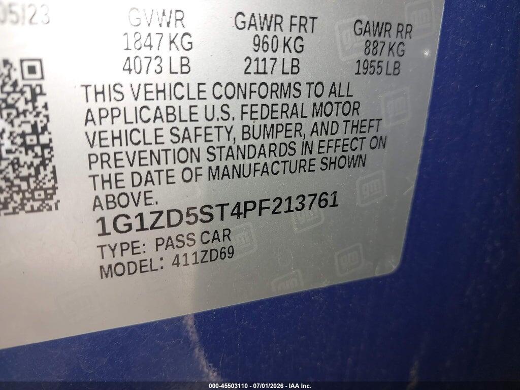 1G1ZD5ST4PF213761 2023 CHEVROLET MALIBU photo no. 9