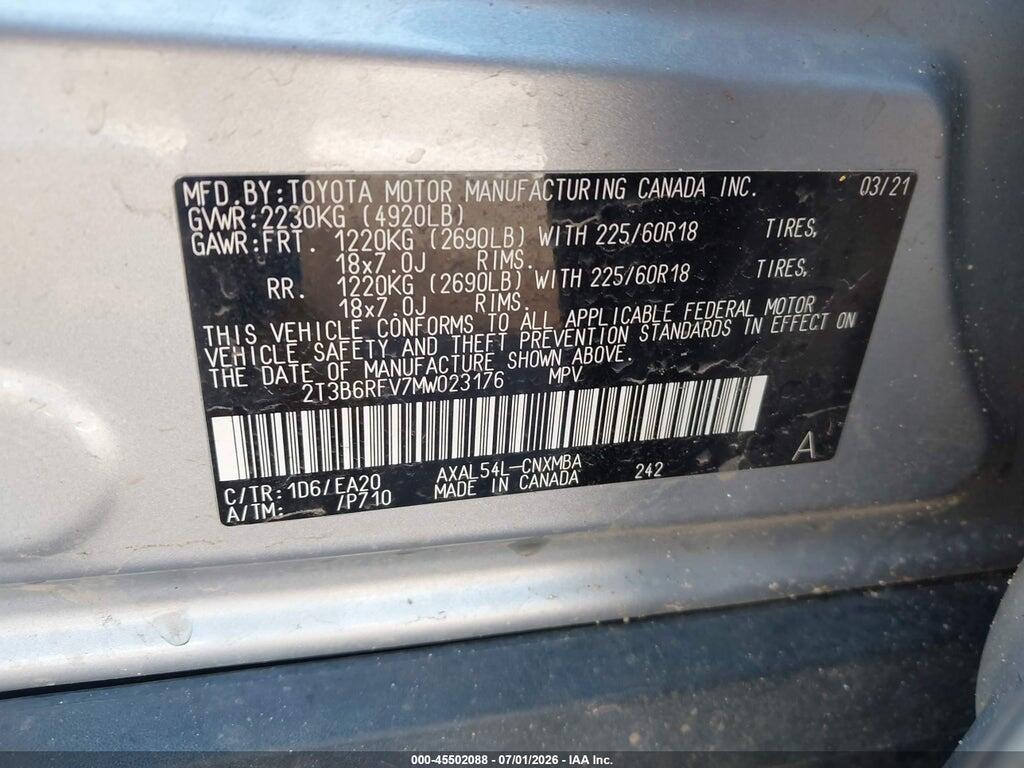 2T3B6RFV7MW023176 2021 TOYOTA RAV4 HYBRID photo no. 9