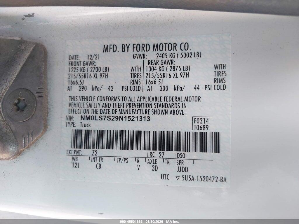 NM0LS7S29N1521313 2022 FORD TRANSIT CONNECT photo no. 9