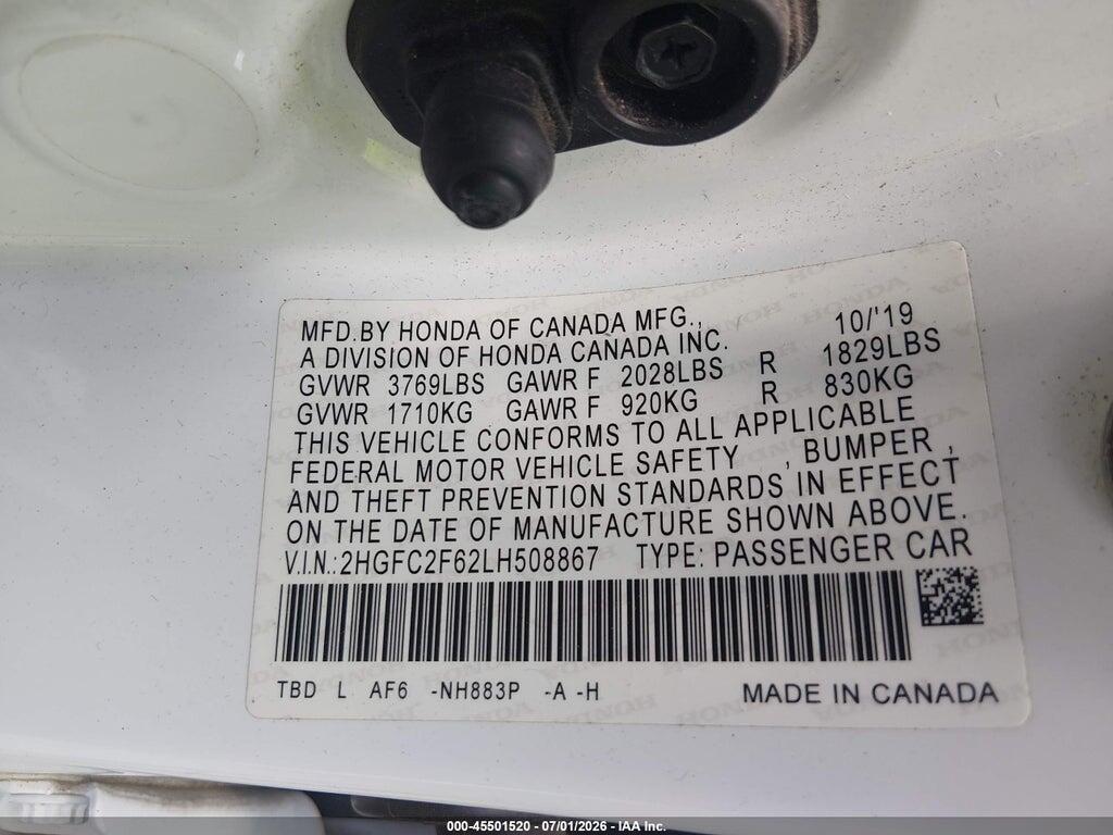 2HGFC2F62LH508867 2020 HONDA CIVIC photo no. 9