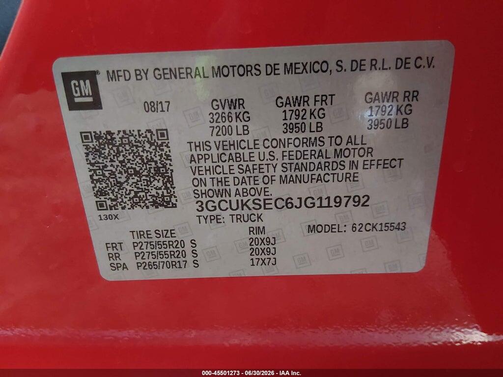 3GCUKSEC6JG119792 2018 CHEVROLET SILVERADO 1500 photo no. 9