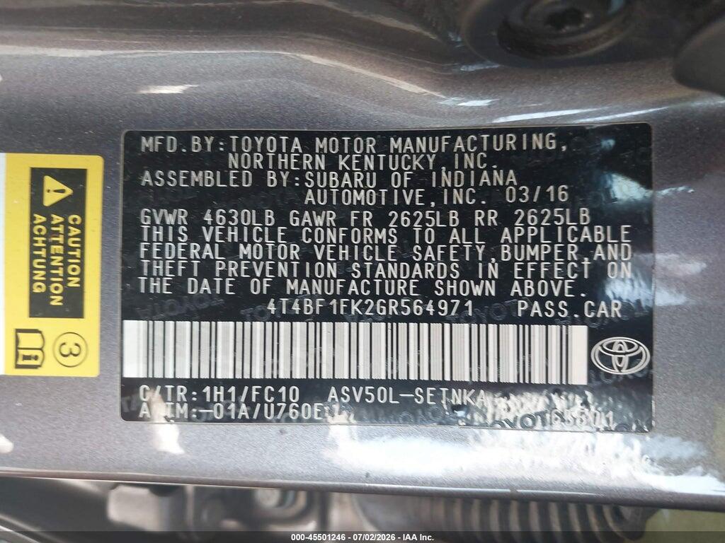 4T4BF1FK2GR564971 2016 TOYOTA CAMRY photo no. 9