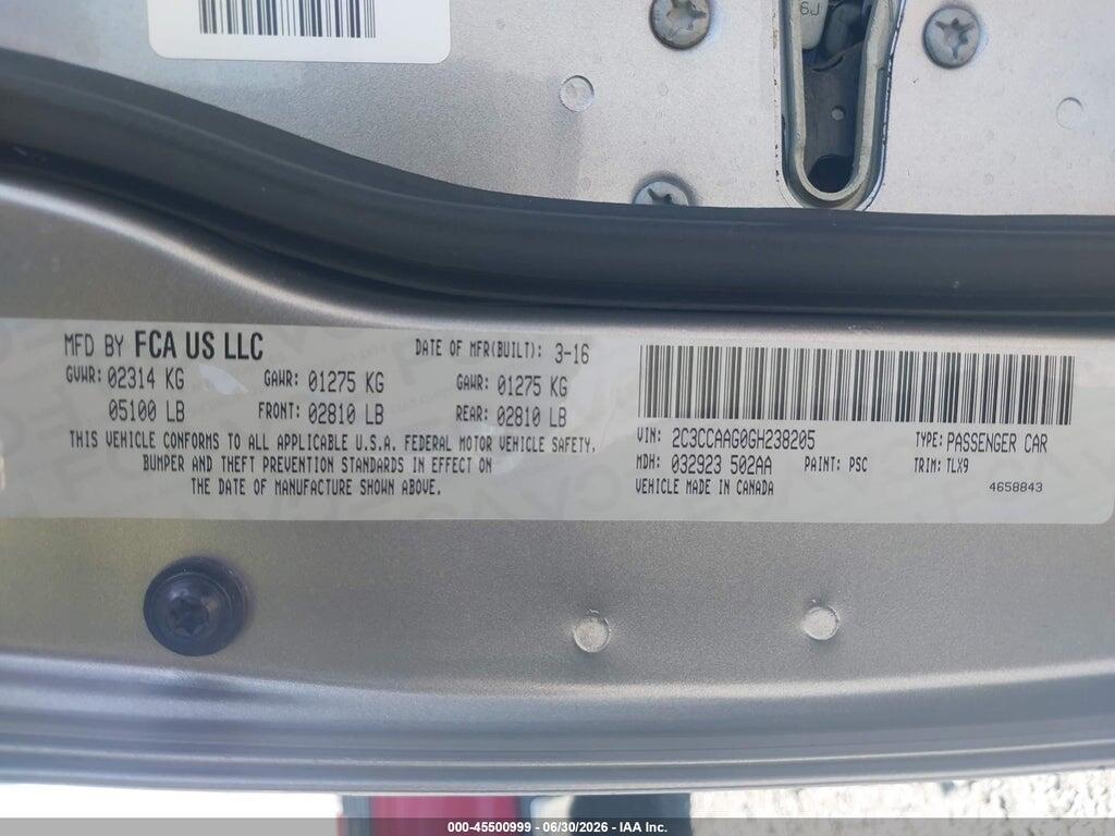 2C3CCAAG0GH238205 2016 CHRYSLER 300 photo no. 9