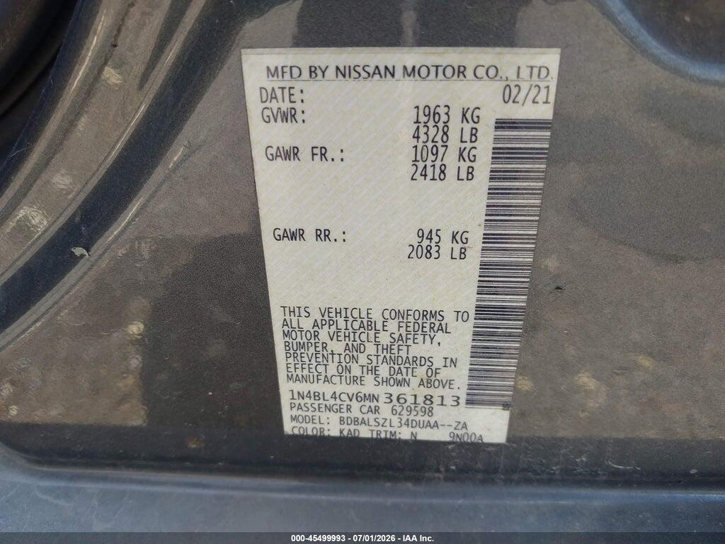 1N4BL4CV6MN361813 2021 NISSAN ALTIMA photo no. 9