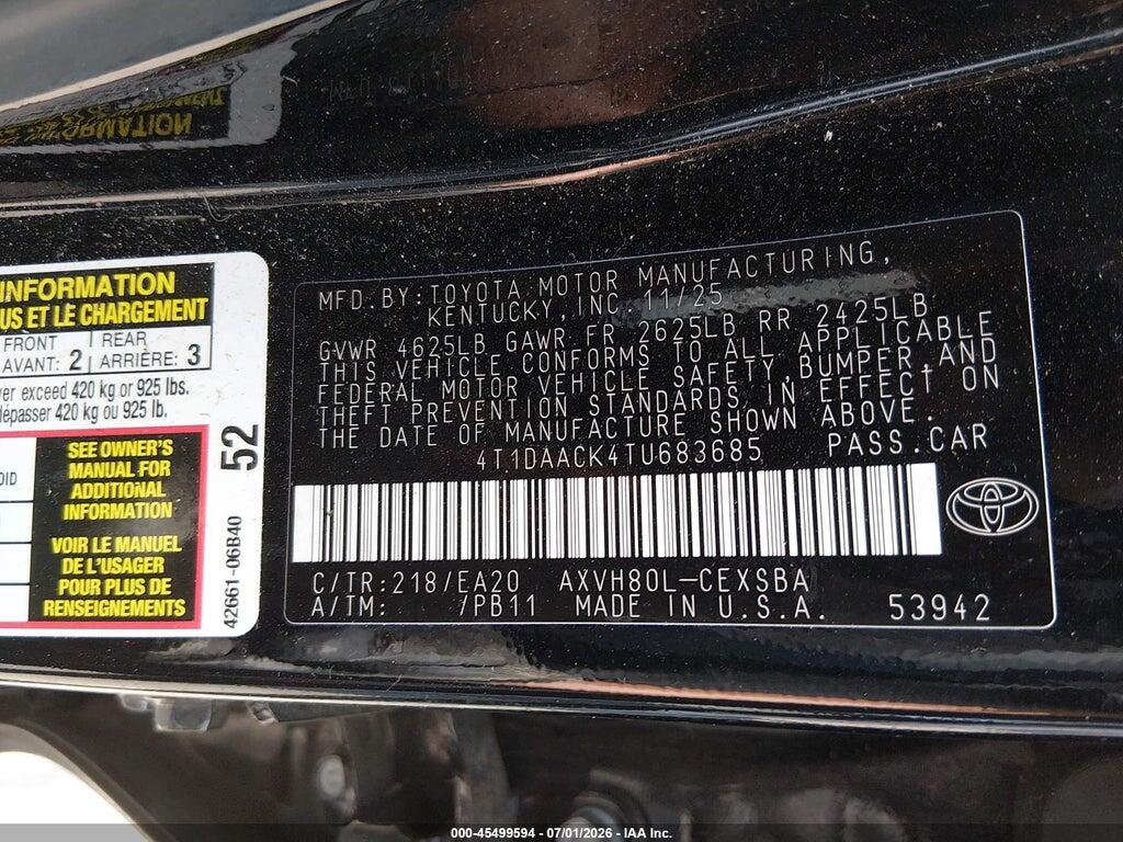 4T1DAACK4TU683685 2026 TOYOTA CAMRY photo no. 9