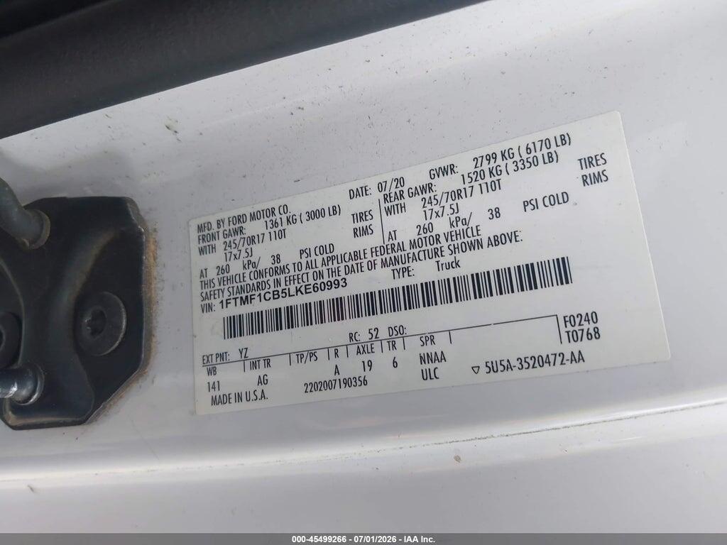 1FTMF1CB5LKE60993 2020 FORD F-150 photo no. 9