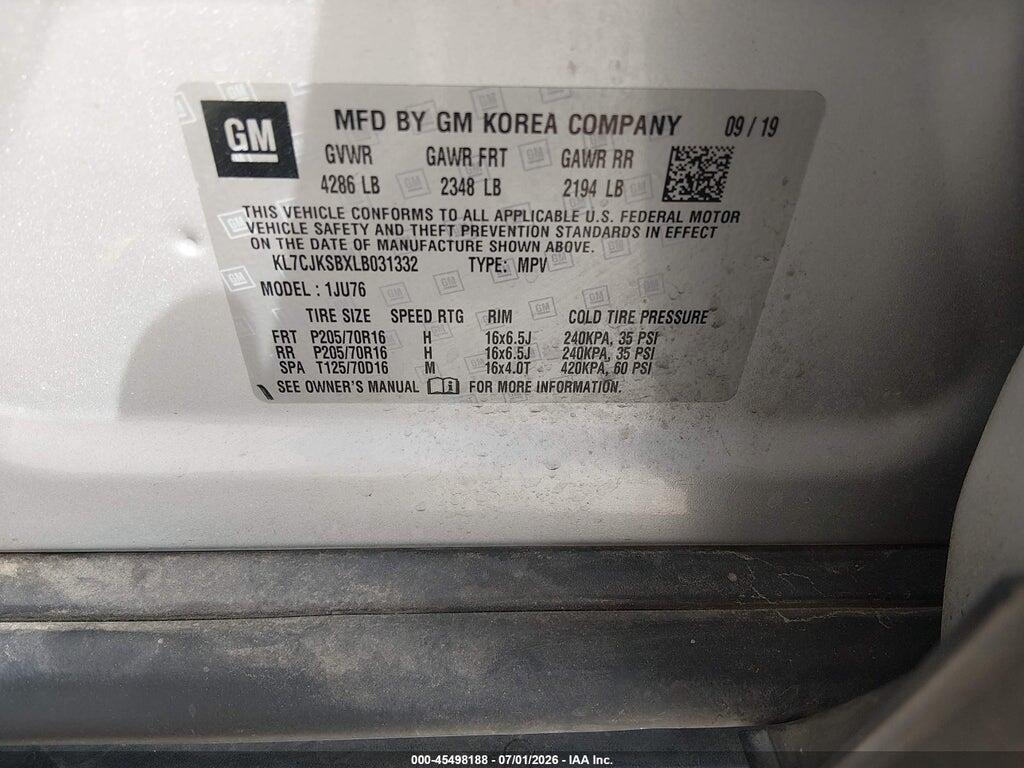 KL7CJKSBXLB031332 2020 CHEVROLET TRAX photo no. 9