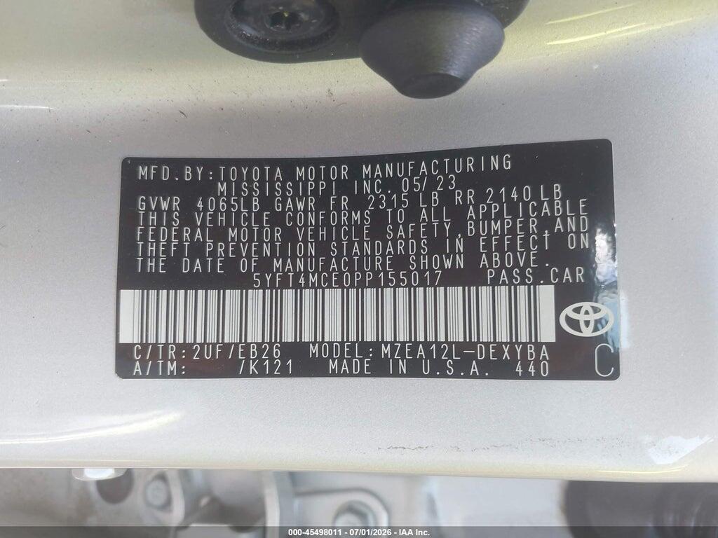 5YFT4MCE0PP155017 2023 TOYOTA COROLLA photo no. 9