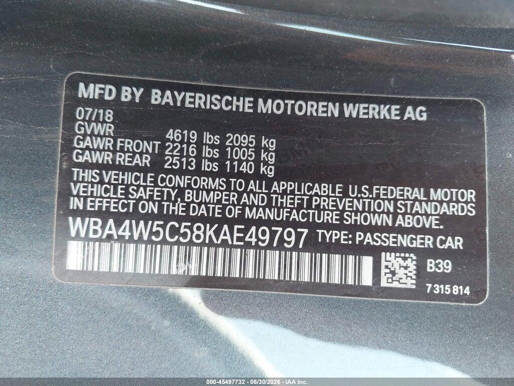WBA4W5C58KAE49797 2019 BMW 430I photo no. 9