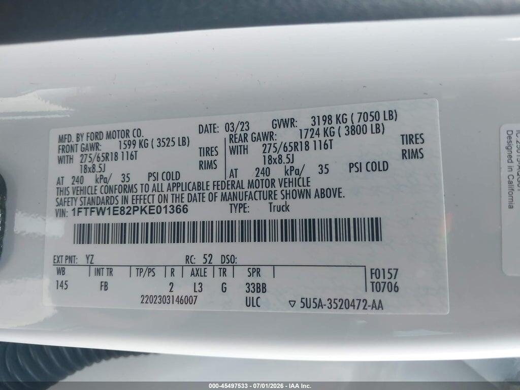 1FTFW1E82PKE01366 2023 FORD F-150 photo no. 9