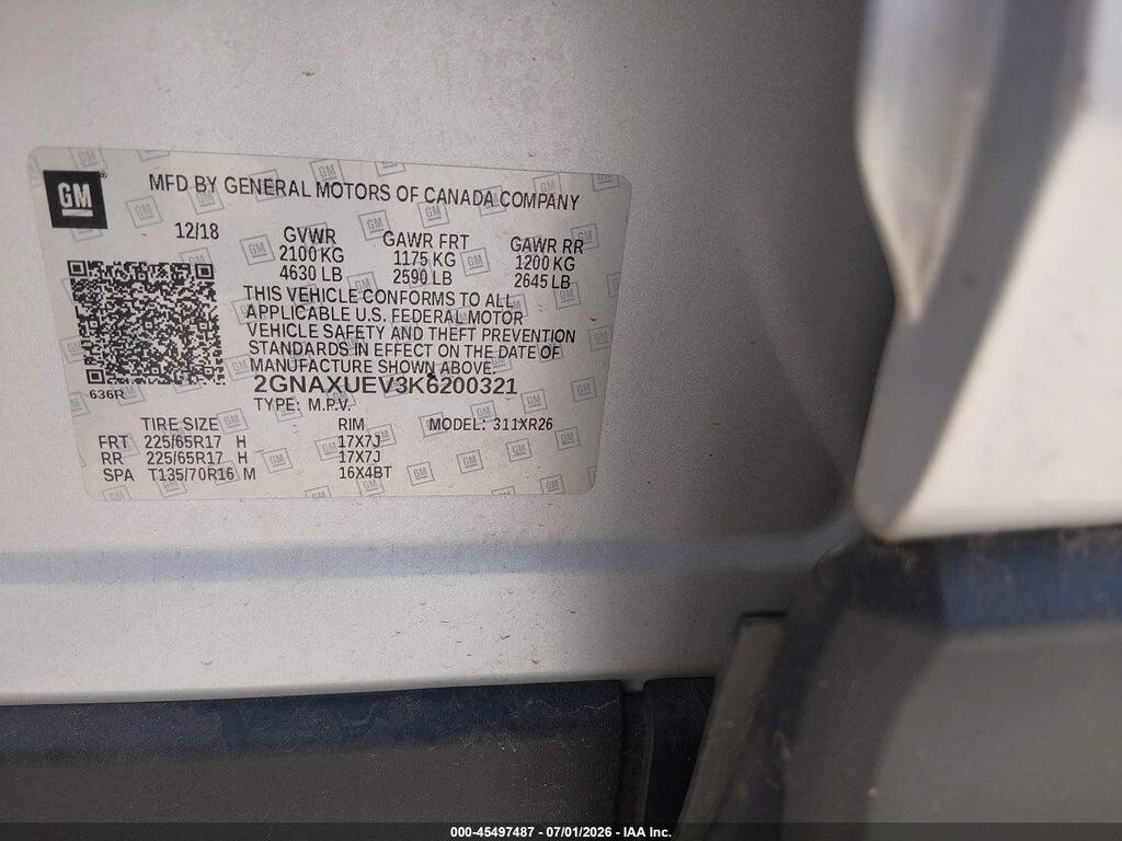 2GNAXUEV3K6200321 2019 CHEVROLET EQUINOX photo no. 9