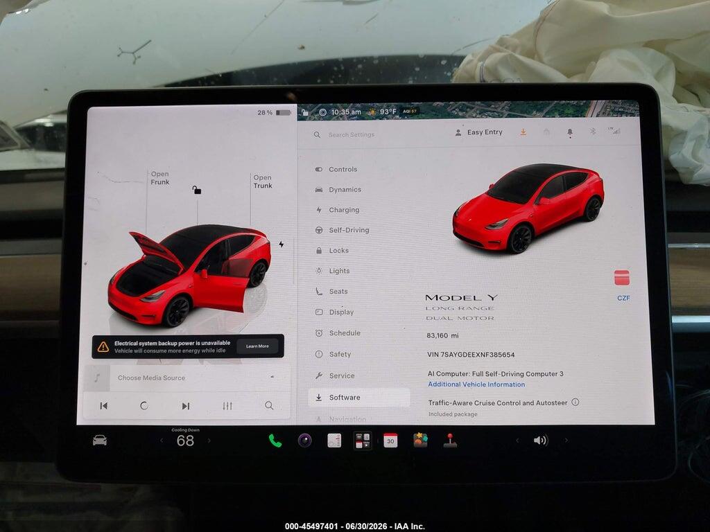 7SAYGDEEXNF385654 2022 TESLA MODEL Y photo no. 7