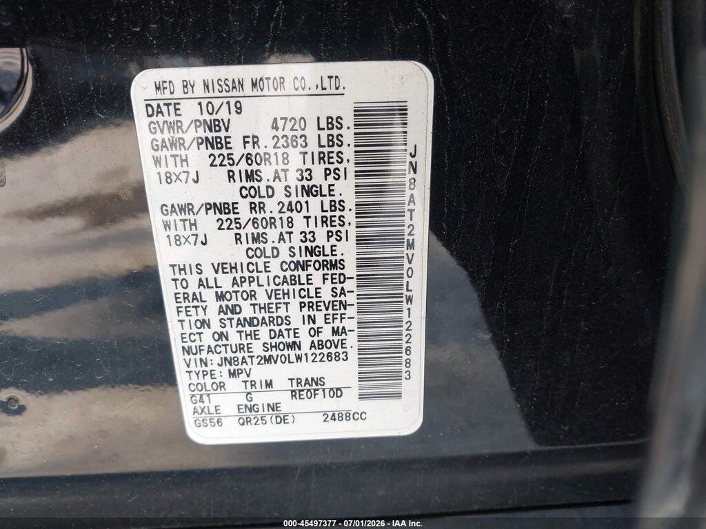 JN8AT2MV0LW122683 2020 NISSAN ROGUE photo no. 9