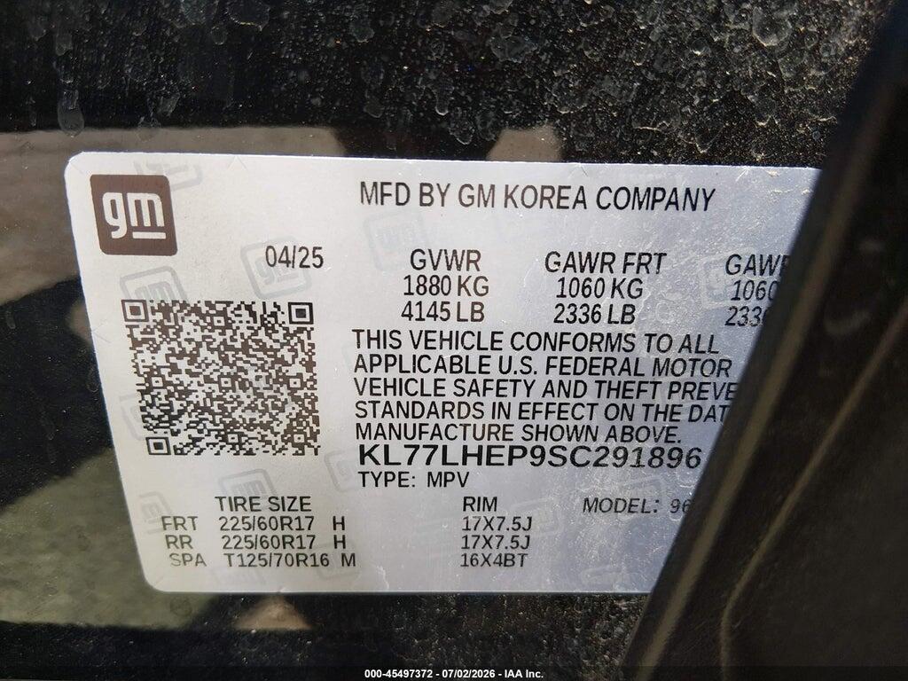 KL77LHEP9SC291896 2025 CHEVROLET TRAX photo no. 9