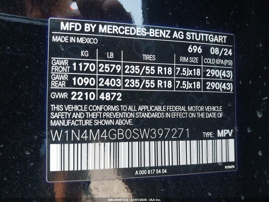 W1N4M4GB0SW397271 2025 MERCEDES-BENZ GLB 250 photo no. 9