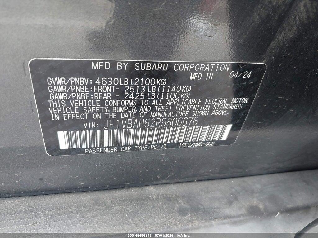 JF1VBAH62R9806676 2024 SUBARU WRX photo no. 9