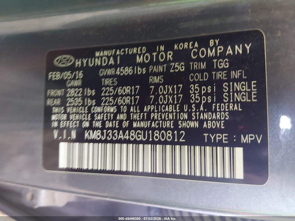KM8J33A48GU180812 2016 HYUNDAI TUCSON photo no. 9