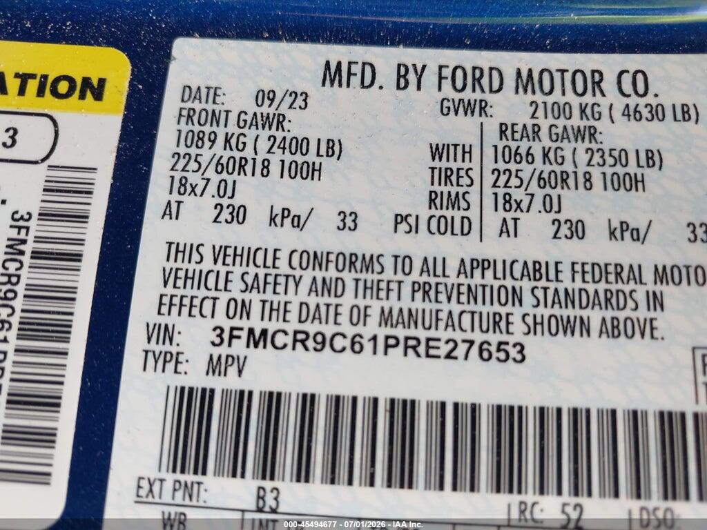 3FMCR9C61PRE27653 2023 FORD BRONCO SPORT photo no. 9