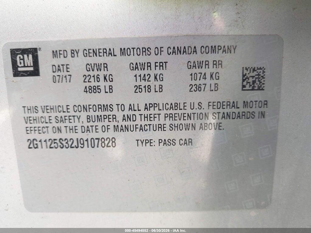 2G1125S32J9107828 2018 CHEVROLET IMPALA photo no. 9