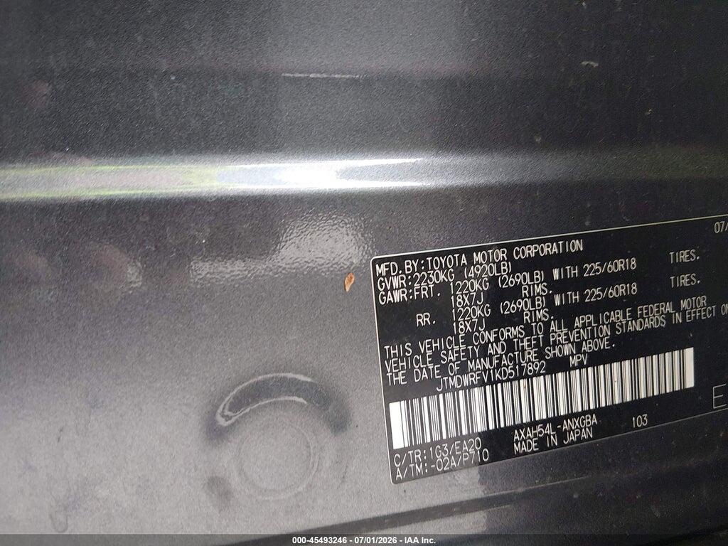 JTMDWRFV1KD517892 2019 TOYOTA RAV4 HYBRID photo no. 9