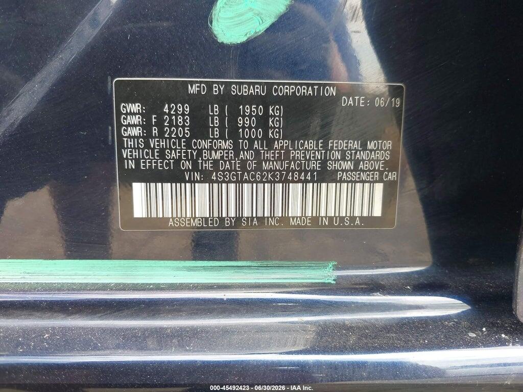4S3GTAC62K3748441 2019 SUBARU IMPREZA photo no. 9