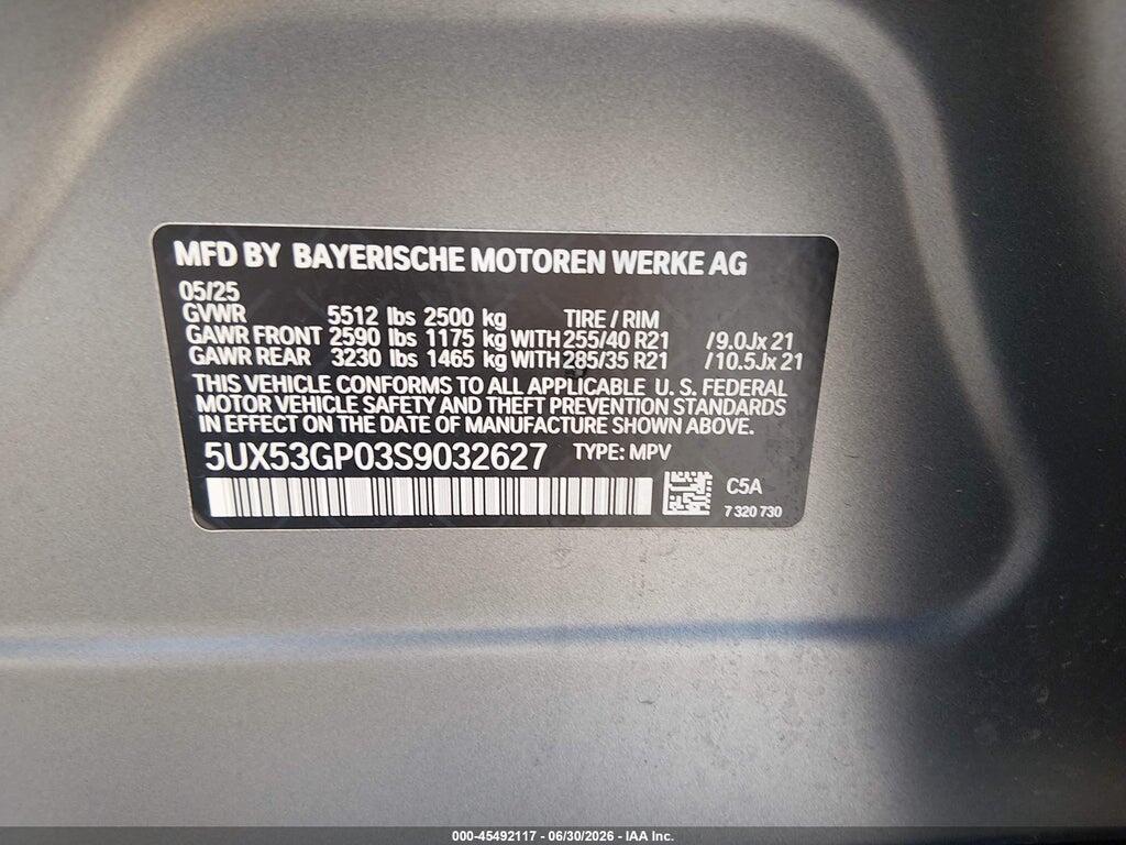 5UX53GP03S9032627 2025 BMW X3 photo no. 9